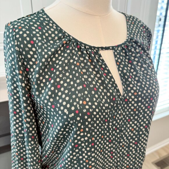 West Kei Polka Dot Tie-Front Blouse β Teal Multi, Size M πβ¨ - Picture 2 of 15
